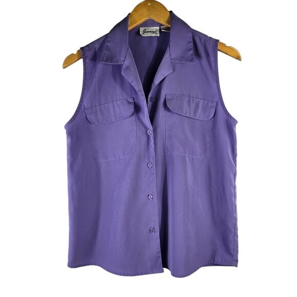 Joanna 90s Purple Button Down Shirt Notched Collar - Picture 1 of 6